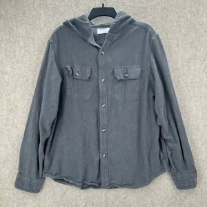 Old Navy Hooded Chamoise Shirt XL Gray Double Brushed Cotton Flannel Shacket